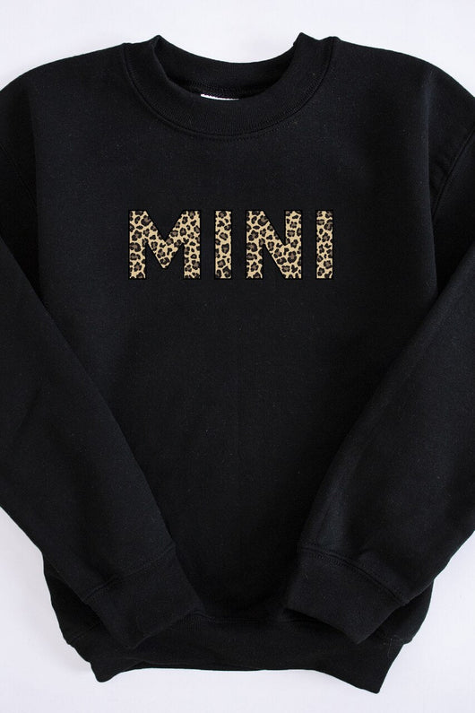 Mini Animal Print Kids Sweatshirt Black
