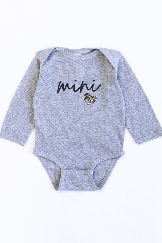 Mini Script Brown Animal Print Grey Graphic Onesie