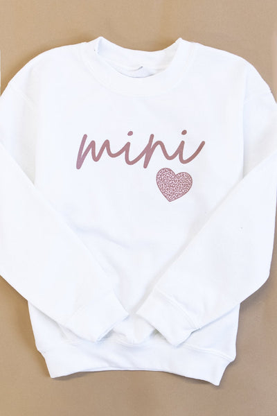 Mini Script Mauve Animal Print White Kids Graphic Sweatshirt