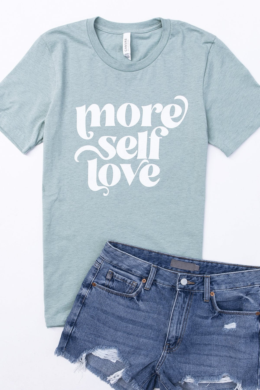 More Self Love Graphic Blue Tee