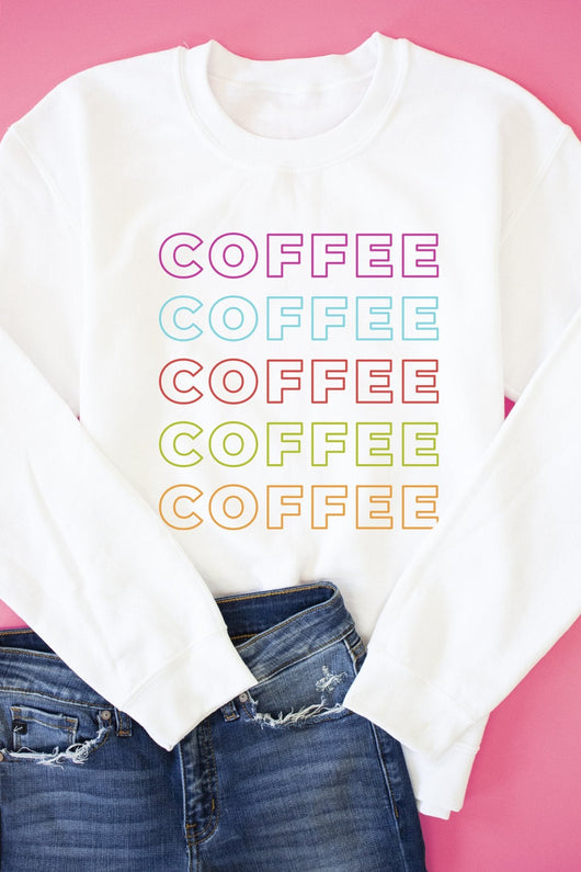 Rainbow Coffee White Sweatshirt