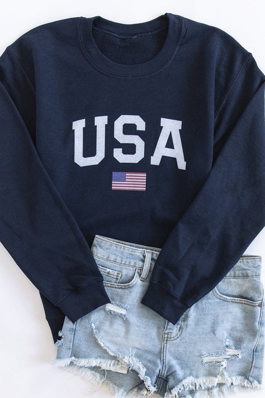 Athletic USA Flag Sweatshirt Navy