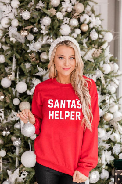 Santa's Helper Red Graphic Sweatshirt
