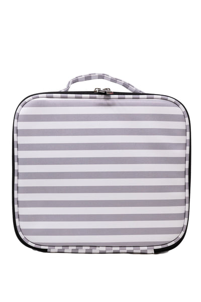 No Time To Spare Grey Stripe Makeup Bag