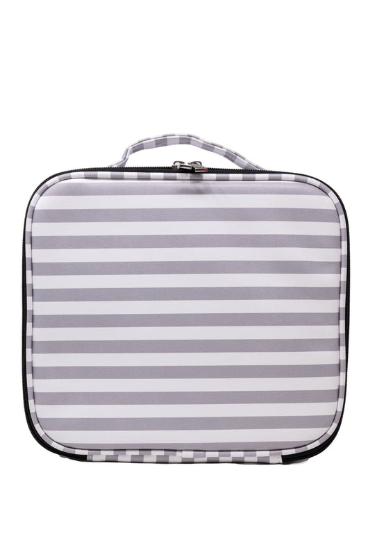 No Time To Spare Grey Stripe Makeup Bag