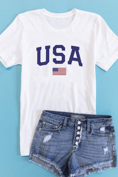 Athletic USA Flag Tee White