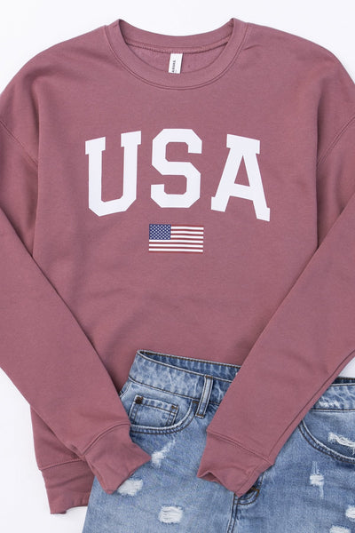 Athletic USA Flag Mauve Graphic Sweatshirt