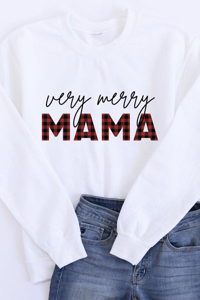 Very Merry Mama Graphic White Sweatshirt