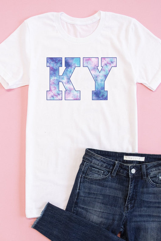 State Tie Dye Graphic Tee White